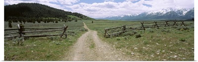 Wyoming, Grand Teton National Park, Dirt road in a landscape