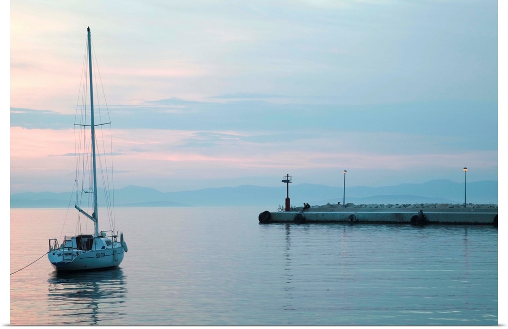 Yacht in the sea, Supetar, Brac Island, Dalmatia, Croatia