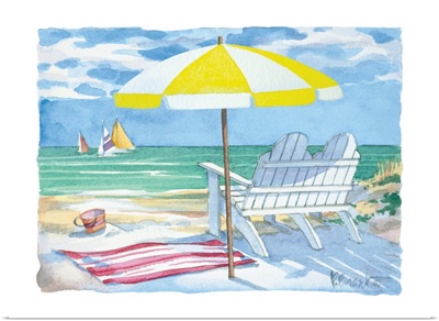 Beach Duet - Yellow Umbrella