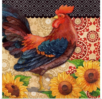 Roosters and Sunflowers I