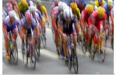 Blurred action of road cycling competition