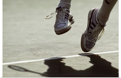 Detail of Ivan Lendl's feet during a serve at the 1987 US Open Tennis Championships