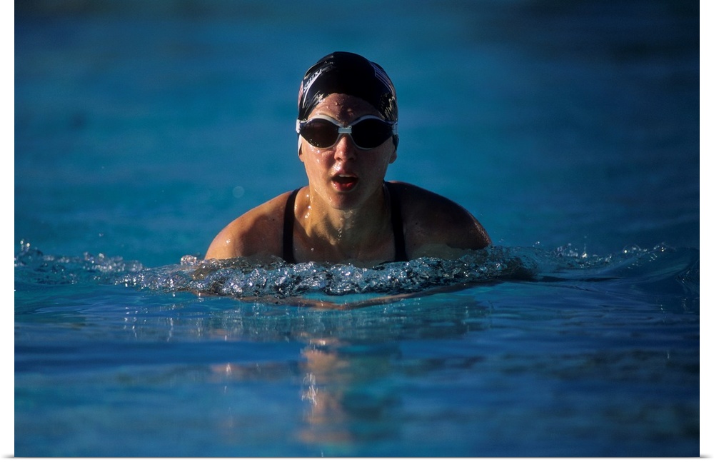 Female swimmer in action