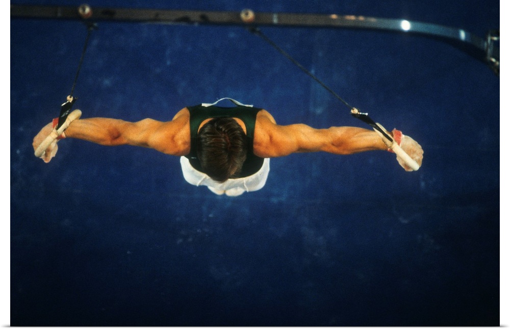 Male gymnast on the rings