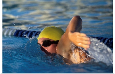 Male swimmer in action