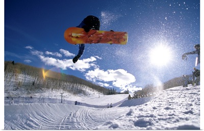 Snowboarder in action on the vert