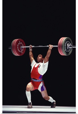 Weightlifter in action