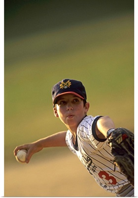 Young boy pitching