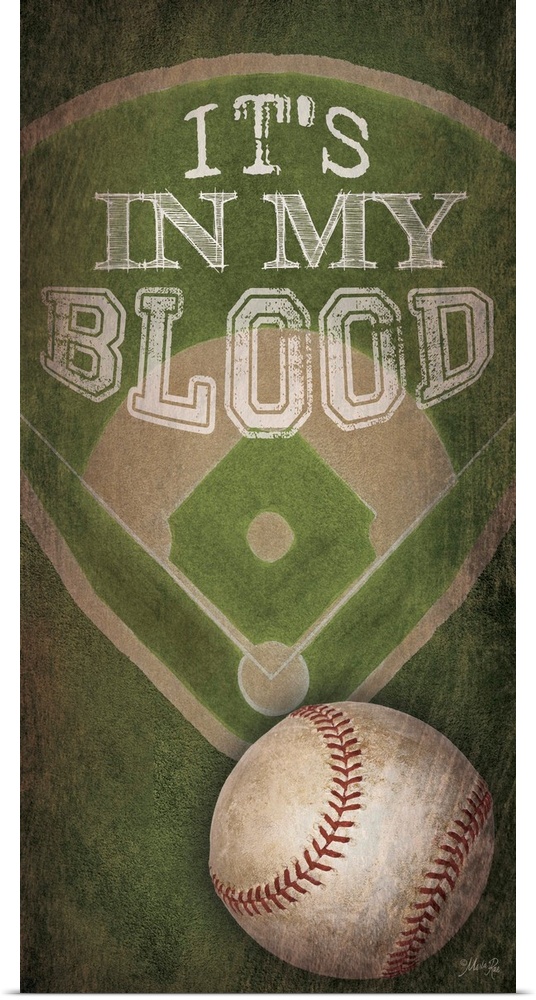 A baseball typography design with the diamond and a ball.