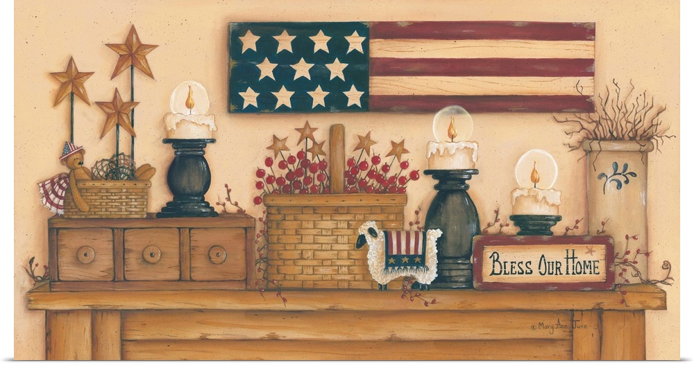 Folk art themed Americana home decor.