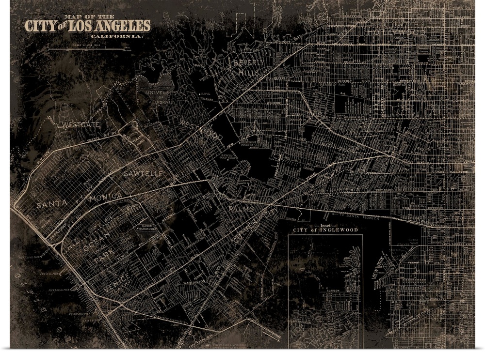 Antique looking map of Los Angeles.