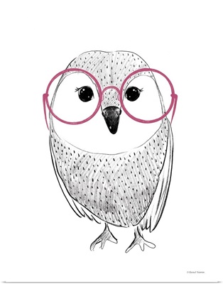 Owl In Pink Glasses