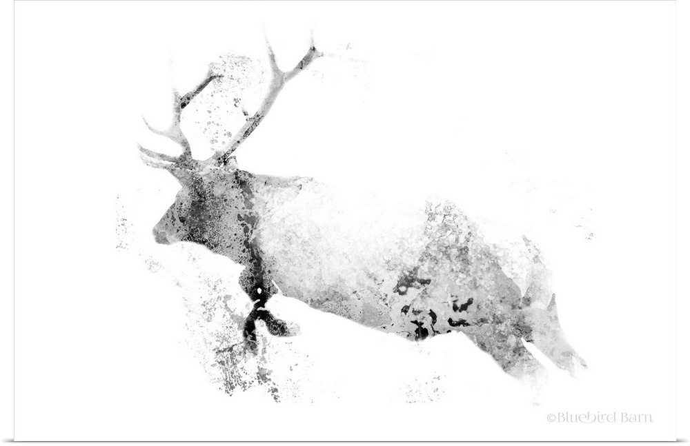 Running Woodland Minimalist Elk