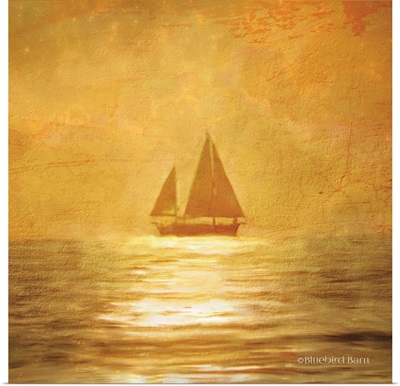 Solo Gold Sunset Sailboat
