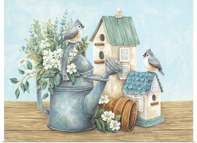 Watering Can and Chickadees