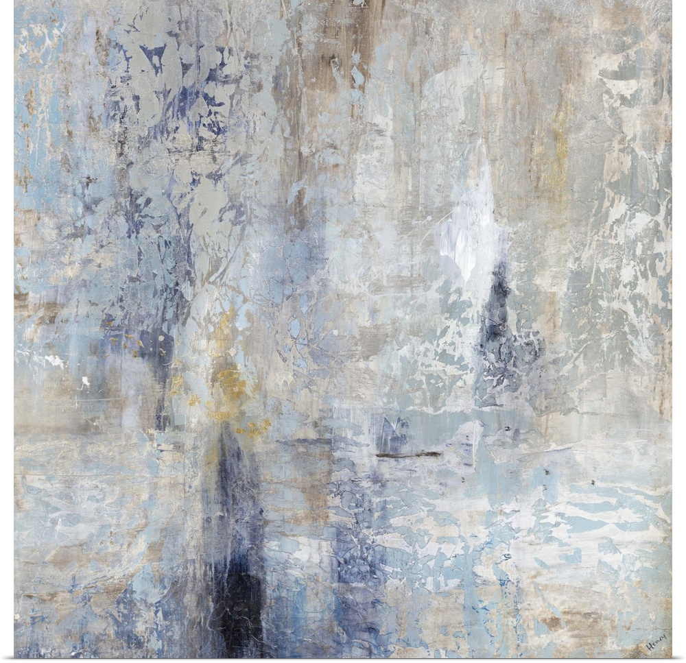 Contemporary abstract artwork in cool shades of blue and grey.