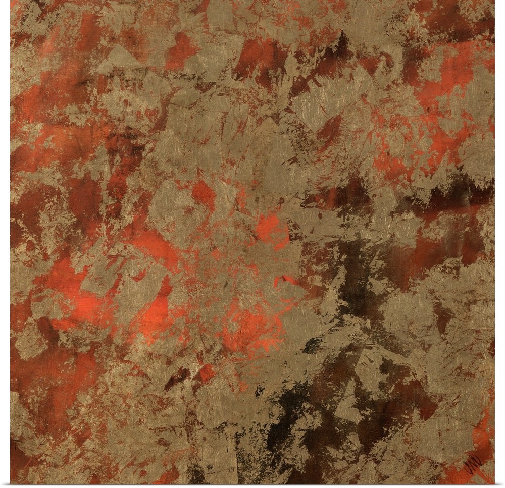 This square shaped decorative accent is a wall hanging panel of warm paints with intriguing textures.