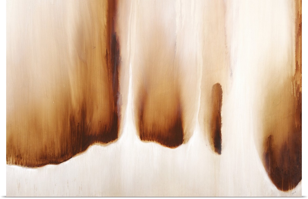 Abstract artwork in warm earth tones resembling falling water.