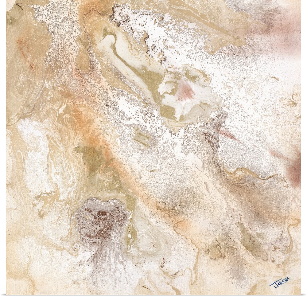Contemporary abstract painting using pale earthy tones.