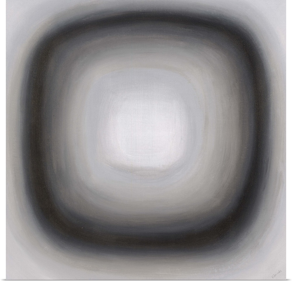 Abstract painting of a faded and blurry rounded square fading in the distance.