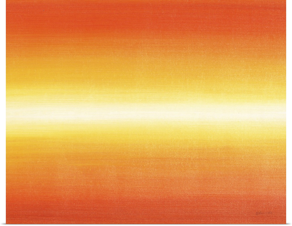 Contemporary abstract painting of a bright orange colorfield.