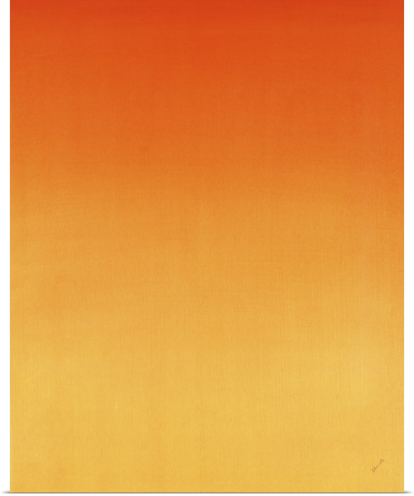 Contemporary painting of orange fading into a lighter shade.