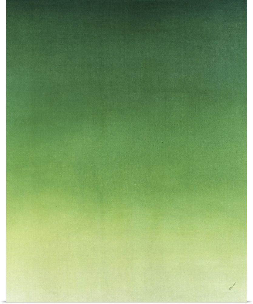 Contemporary painting of green fading into a lighter shade.