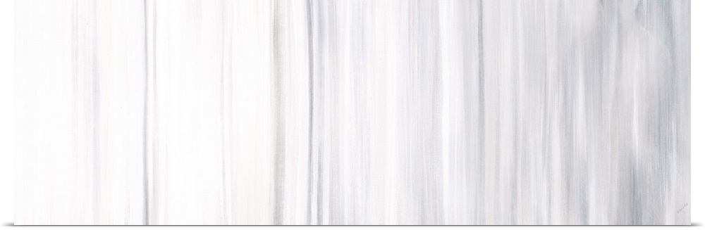 Contemporary abstract artwork in shades of white and grey, getting dark from left to right.