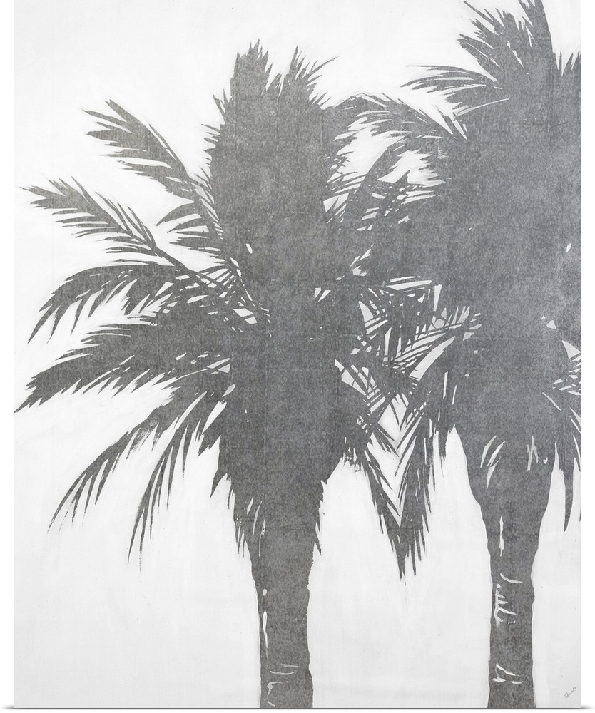 Vertical painting of palms trees in sliver.