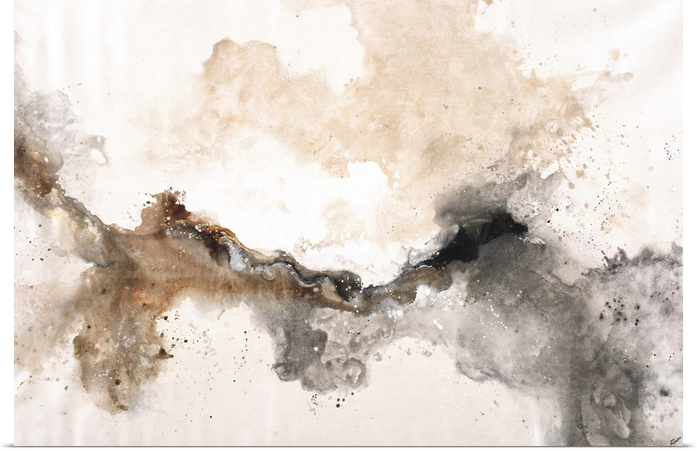 Contemporary abstract painting in earthy tones of brown and grey.
