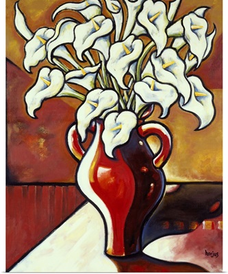 1970's Lilies in Red Vase
