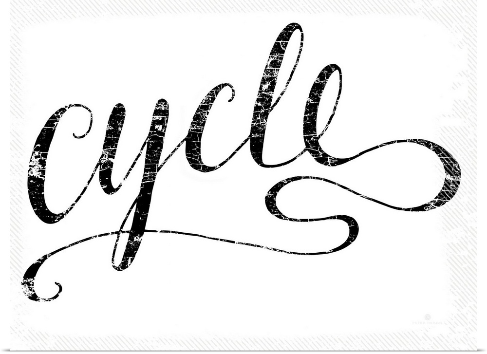 Hand lettered script font of the word Cycle.