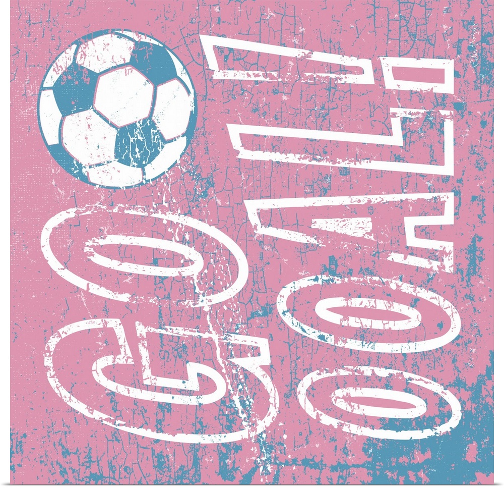Soccer scoring goal expression "Goooooal" with soccer ball in the typography.
