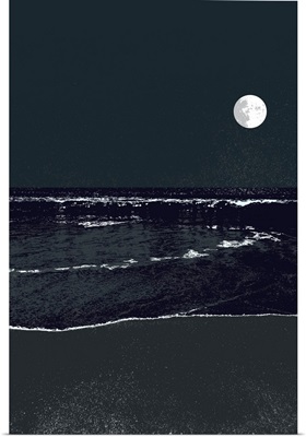 Moonrise Over Calm Ocean