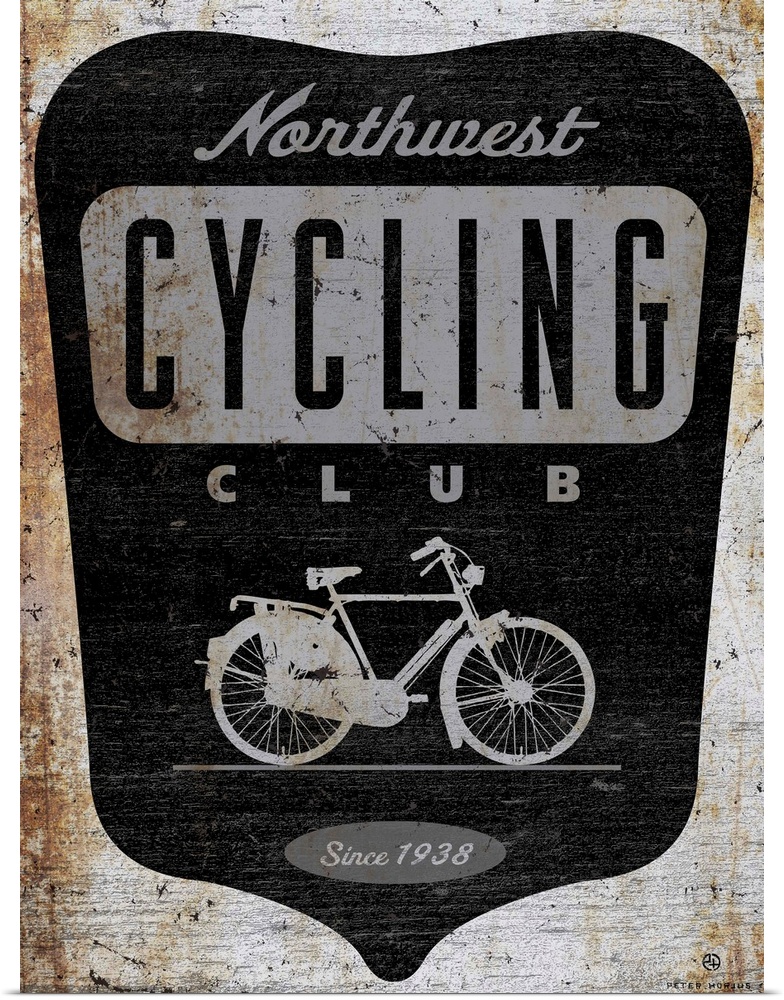 Retro logo of the northwest cycling club depicting an old dutch opa bike.
