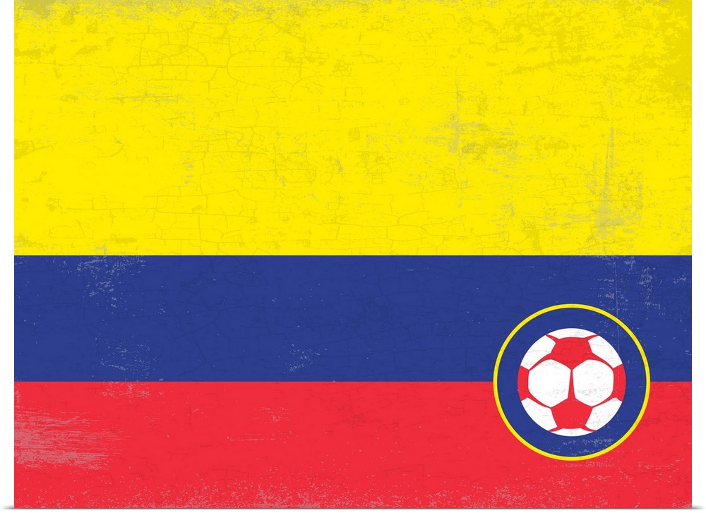 Flag of Columbia with soccer crest with soccer ball.