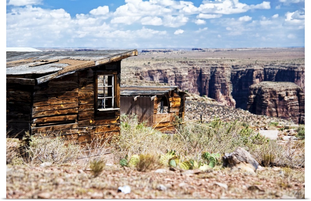 Photograph of a forgotten building on the edge of the Grand Canyon in Arizona.