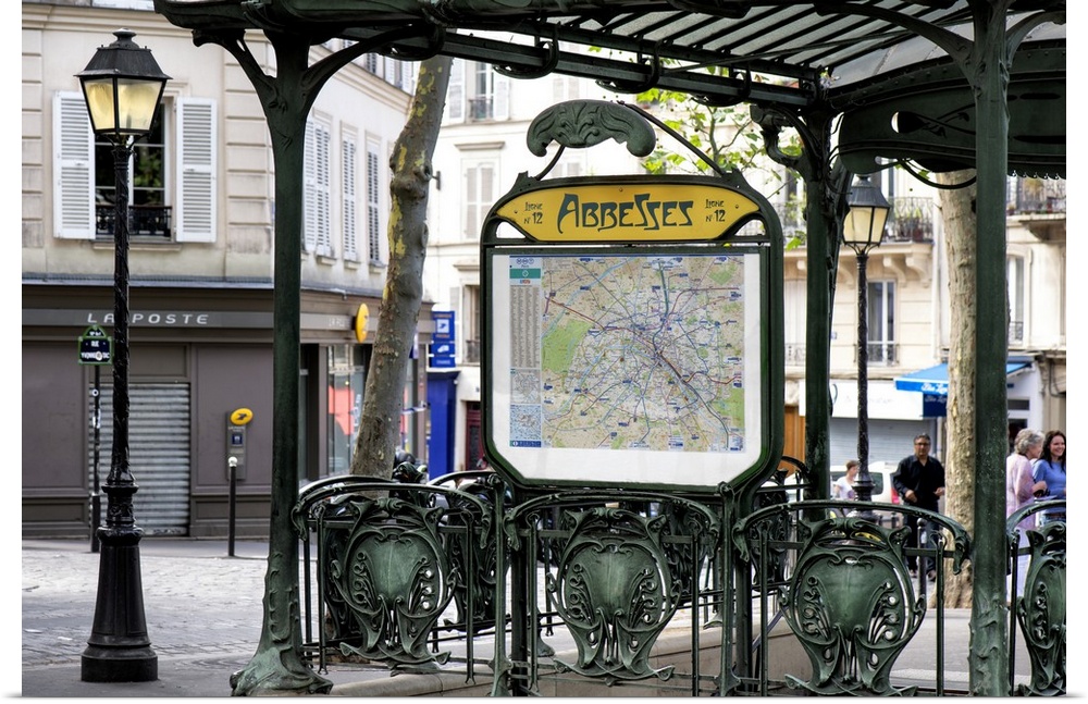 A photograph of the Abbesses subway station sign in Paris.