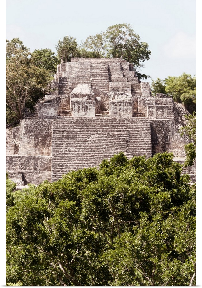 Photograph of architecture from an ancient Maya City within the jungle of Calakmul, Mexico. From the Viva Mexico Collection.