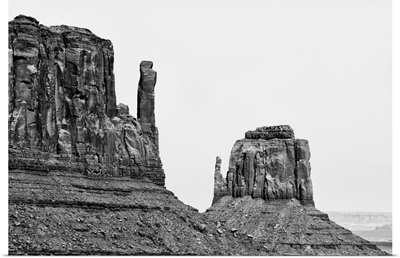 Black And White Arizona Collection - West And East Mitten Butte Monument Valley