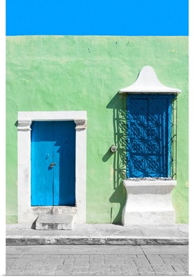 Campeche, Blue and Green Facade