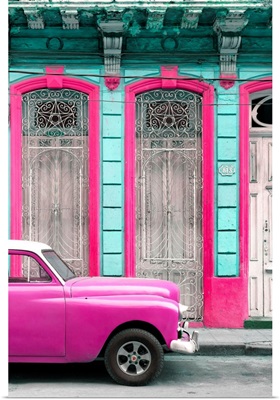 Cuba Fuerte Collection - Pink Vintage Car in Havana