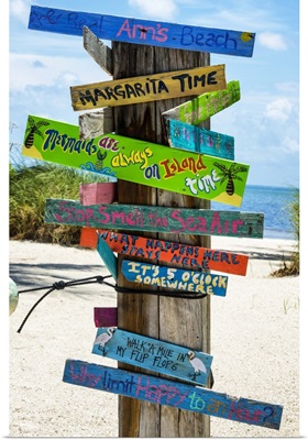 Directional Fun Signs on the Beach