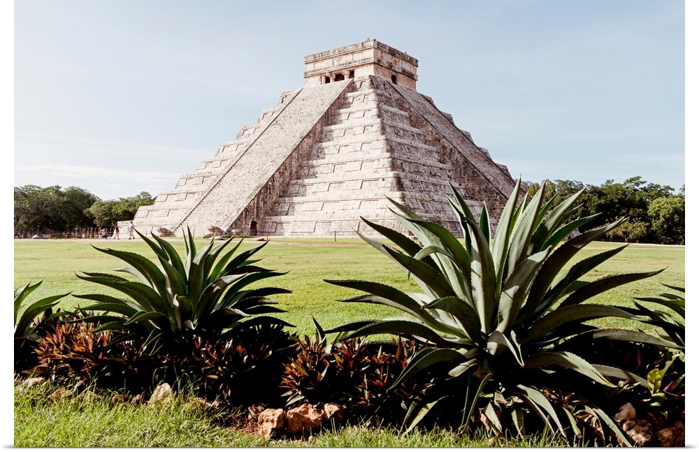 Photograph of the El Castillo Pyramid in Chichen Itza, Mexico. From the Viva Mexico Collection.