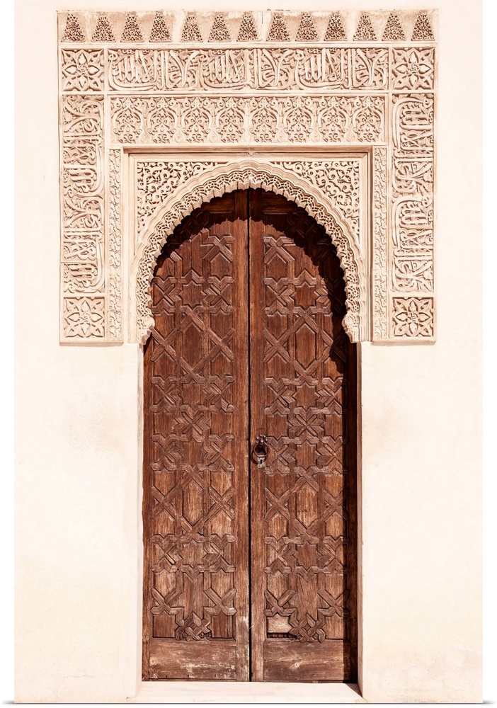 It's a wooden door with arabic designed arch in the Alhambra, Granada, Spain.