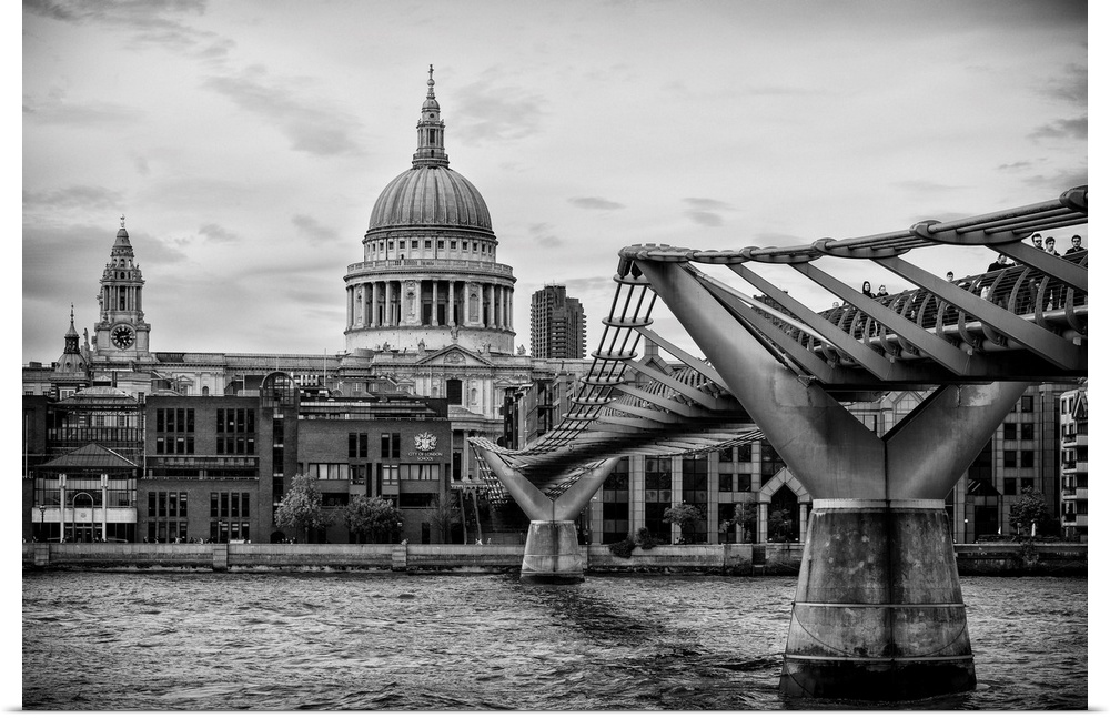 Fine art photo of the bridge across the River Thames looking towards the dome of the St. Paul's Cathedral.