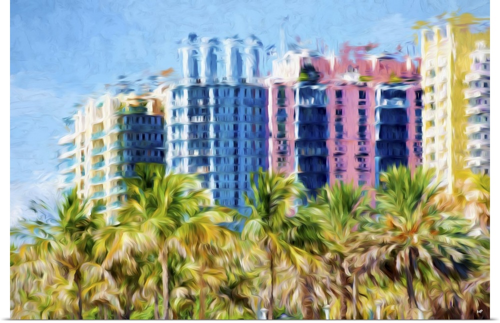 Photograph of Miami, Florida with a painterly effect.