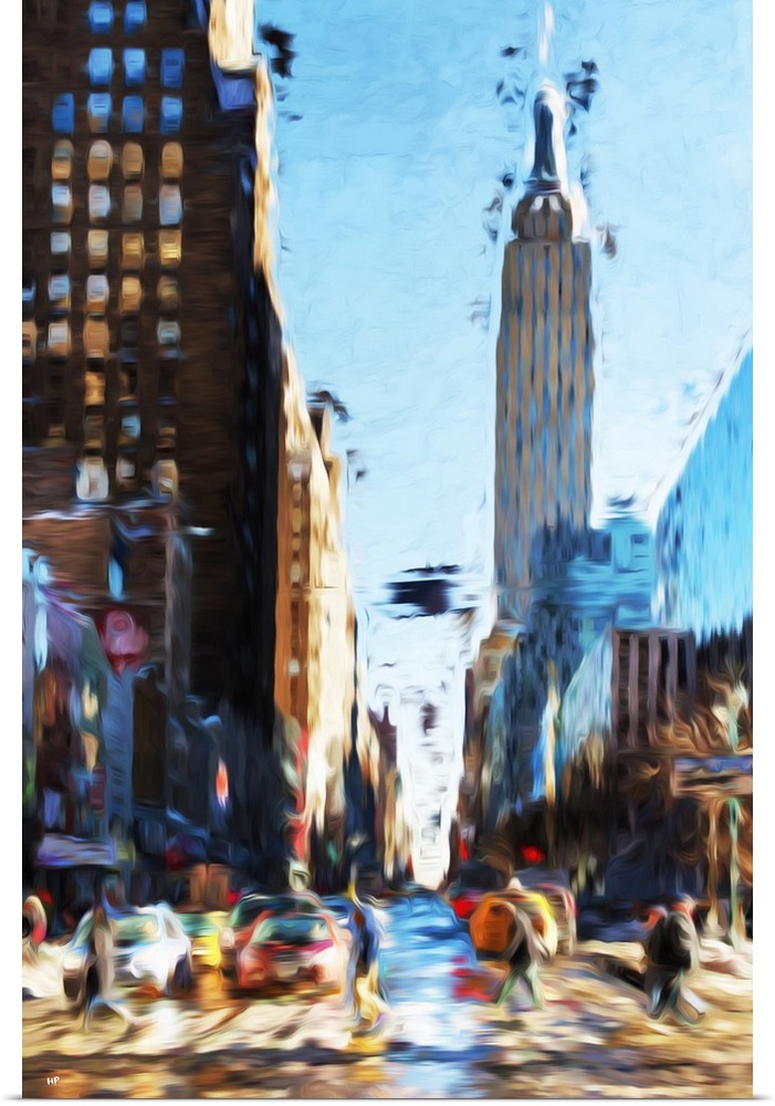 Painterly photograph of NYC taxis.