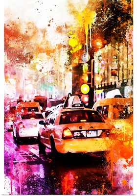 NYC Watercolor Collection - Taxis Night