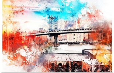 NYC Watercolor Collection - The Manhattan Bridge IV